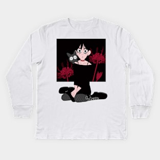 Gothic Anime Girl Kids Long Sleeve T-Shirt